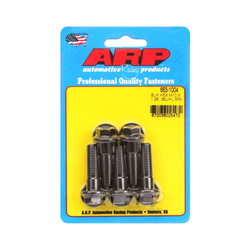 Set de șuruburi și piulițe universale ARP M10 x 1,25 – șuruburi hexagonale cu finisaj negru oxidat, x5 - ARP-663-1004 - 663-1004 - 3666618195988